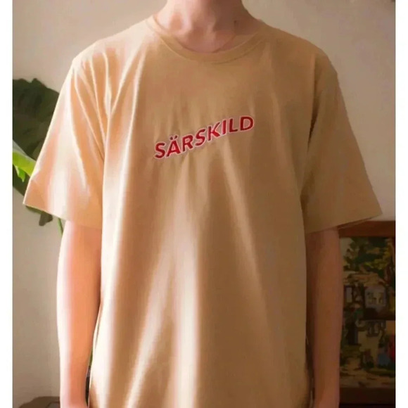 Sarskild Mens Autumn Season Swedish Streetwear T-Shirt Size Large Beige RARE - Picture 1 of 9